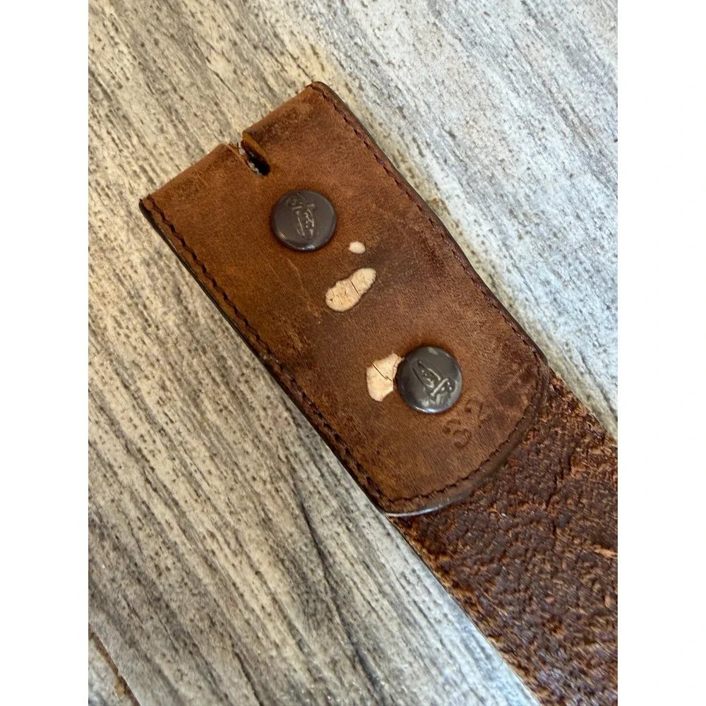Justin Leather Western Belt 32 Brown Braided Concho Inlay Strap Mens Cowboy